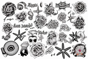his and hers matching tattoo with beach theme tattoo idea