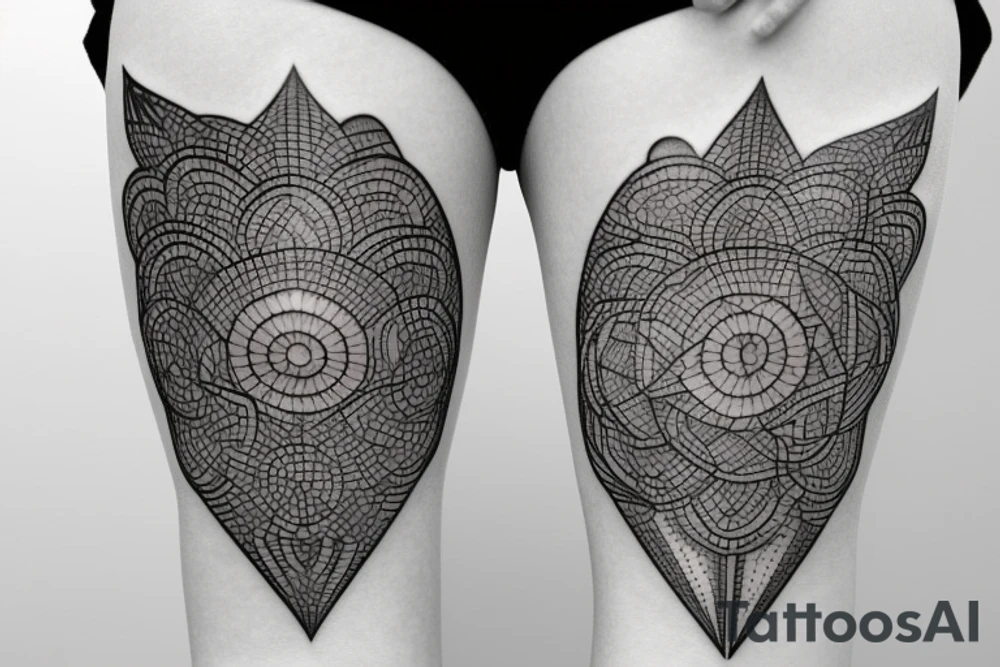 Hourglass with geometric measures tattoo idea