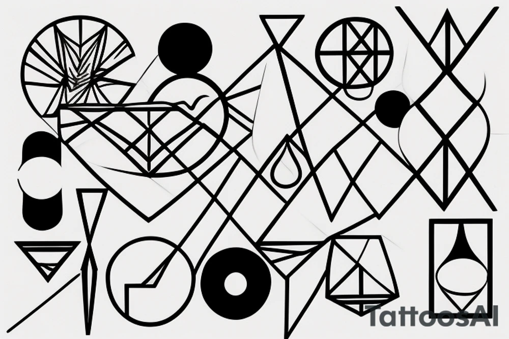 Hourglass with geometric measures tattoo idea