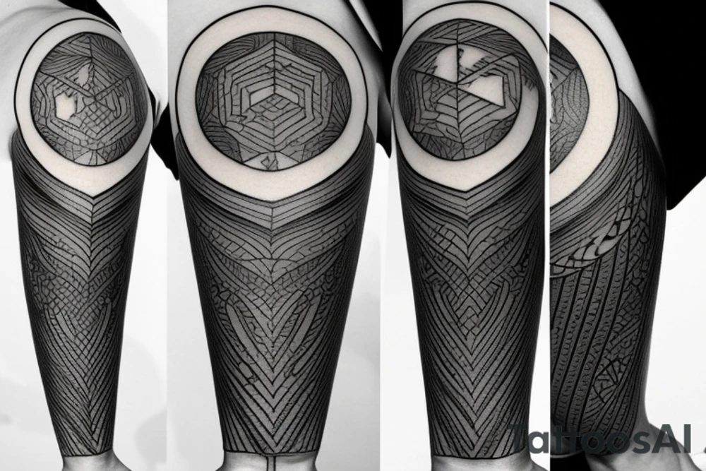 Hourglass with geometric measures tattoo idea