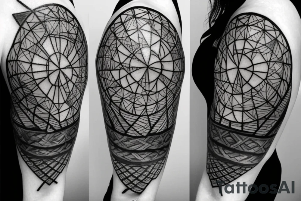 Hourglass with geometric measures tattoo idea