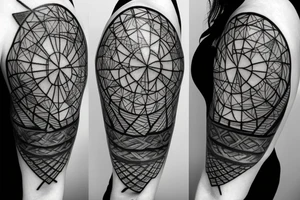 Hourglass with geometric measures tattoo idea
