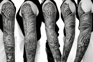Full sleeve tattoo based on Zelda video game tattoo idea