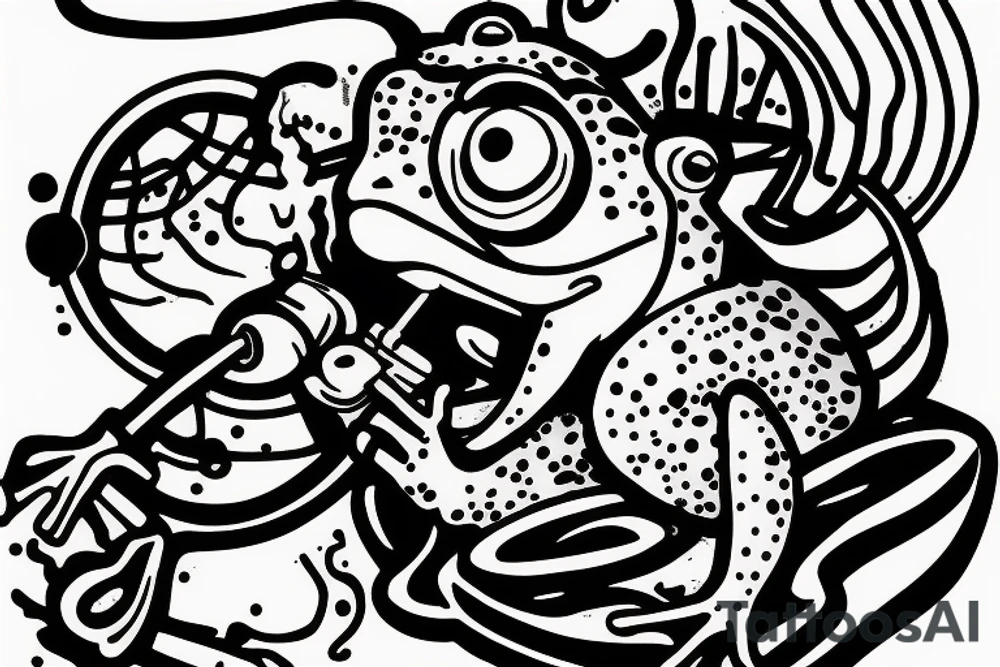 a frog smoking a pipe tattoo idea