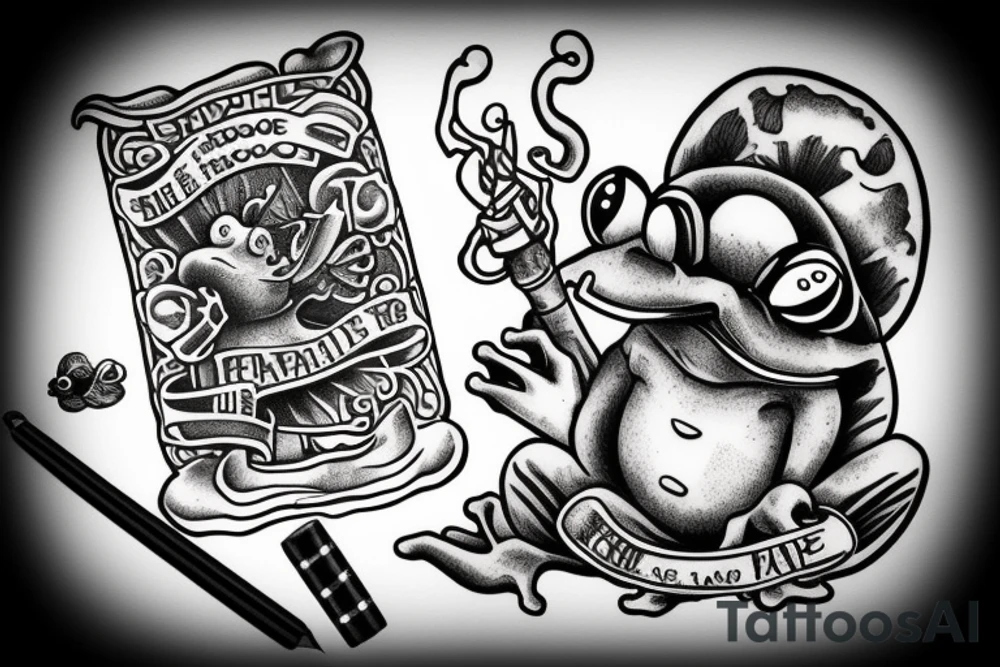 a frog smoking a pipe tattoo idea