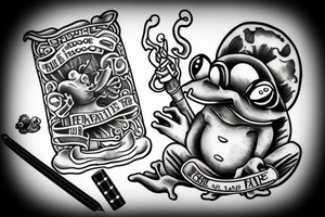 a frog smoking a pipe tattoo idea