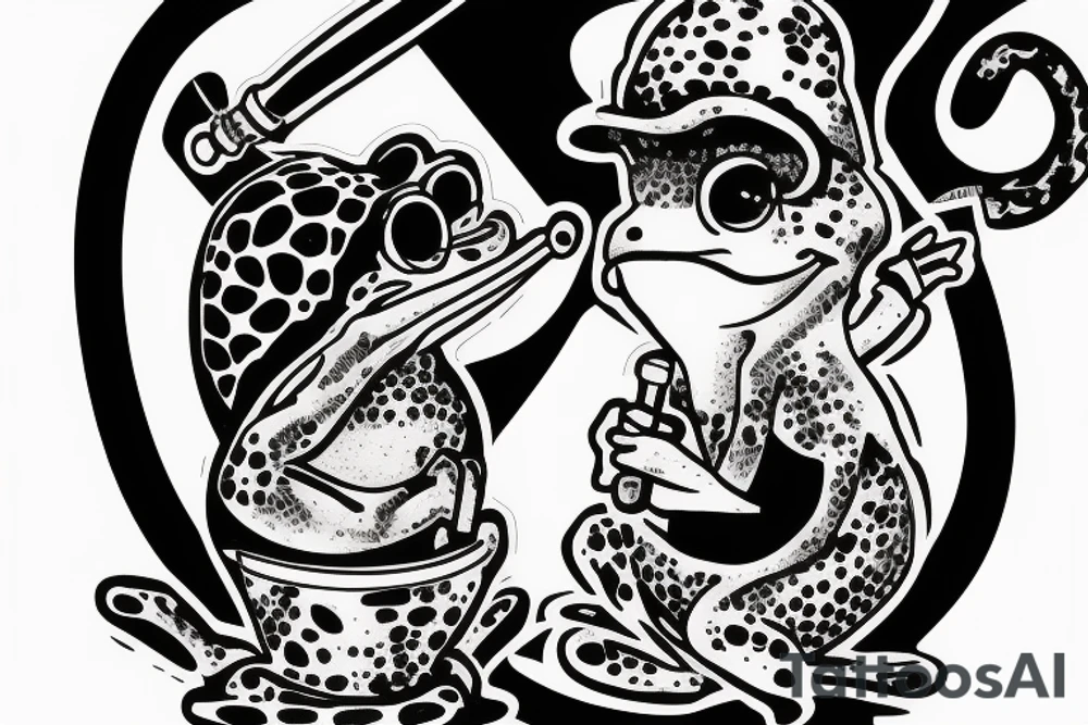 a frog smoking a pipe tattoo idea