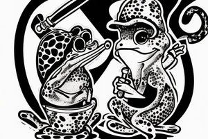 a frog smoking a pipe tattoo idea