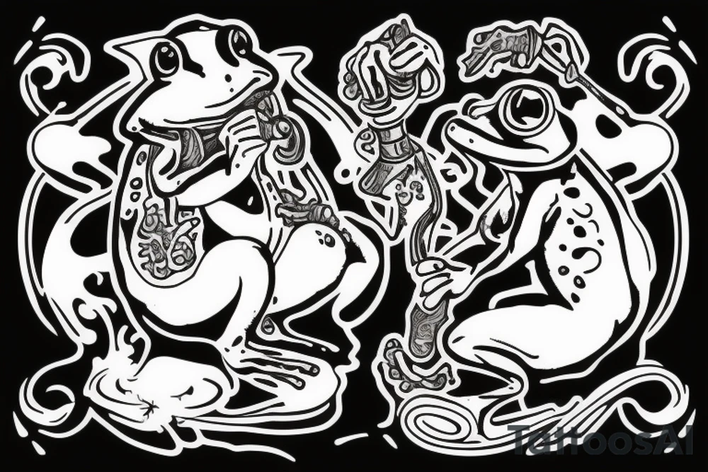 a frog smoking a pipe tattoo idea