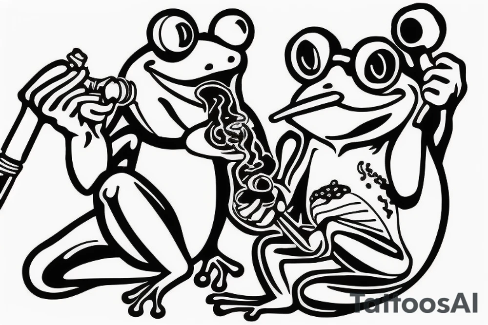 a frog smoking a pipe tattoo idea