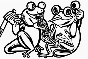 a frog smoking a pipe tattoo idea