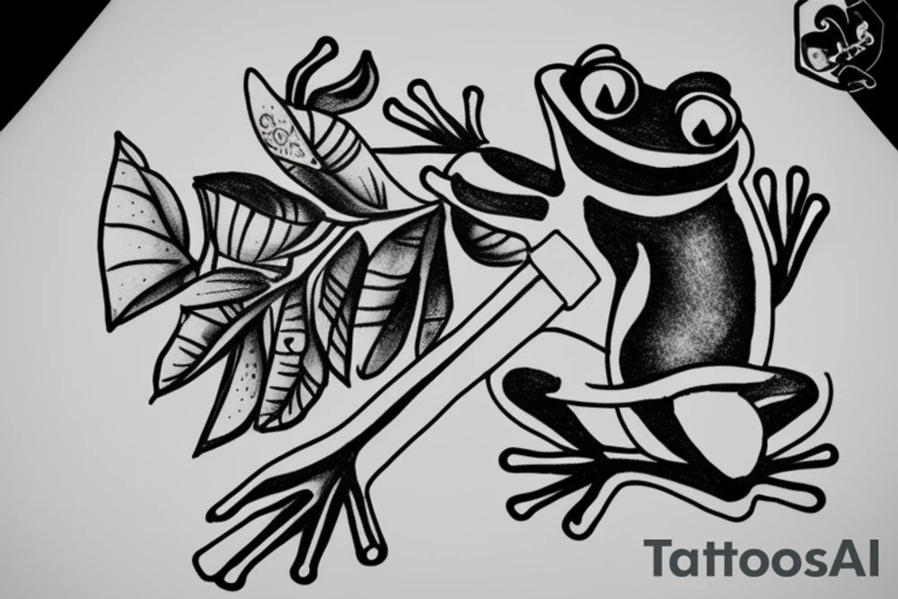 just one frog smoking a cigar tattoo idea