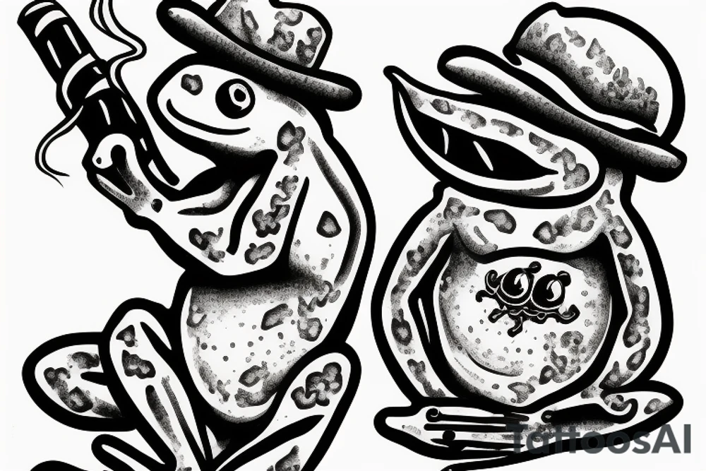 just one frog smoking a cigar tattoo idea
