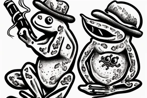 just one frog smoking a cigar tattoo idea