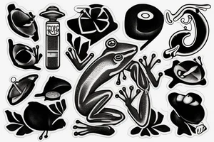 just one frog smoking a cigar tattoo idea