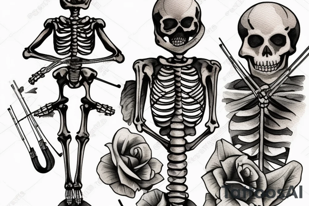 a skeleton standing on a hour glass while playing a violin tattoo idea a skeleton standing on a hour glass while playing a violin tattoo idea