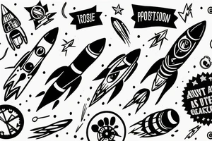 Rocket takes off into the past tattoo idea