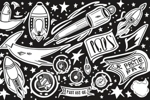 Rocket takes off into the past tattoo idea
