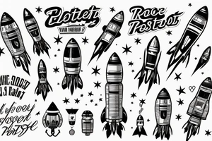 Rocket takes off into the past tattoo idea