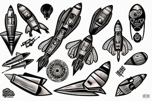 Rocket takes off into the past tattoo idea