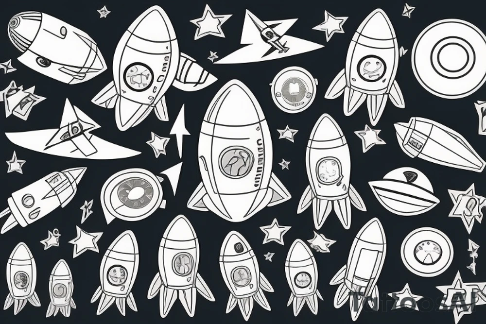 Rocket takes off into the past tattoo idea