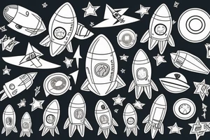 Rocket takes off into the past tattoo idea