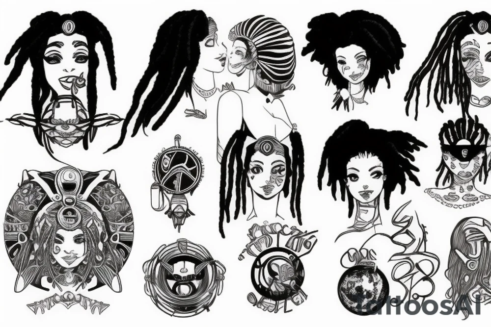 a woman with dreads futuristic tattoo idea