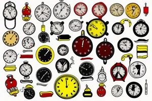 Clock into the past yellow and red tattoo idea
