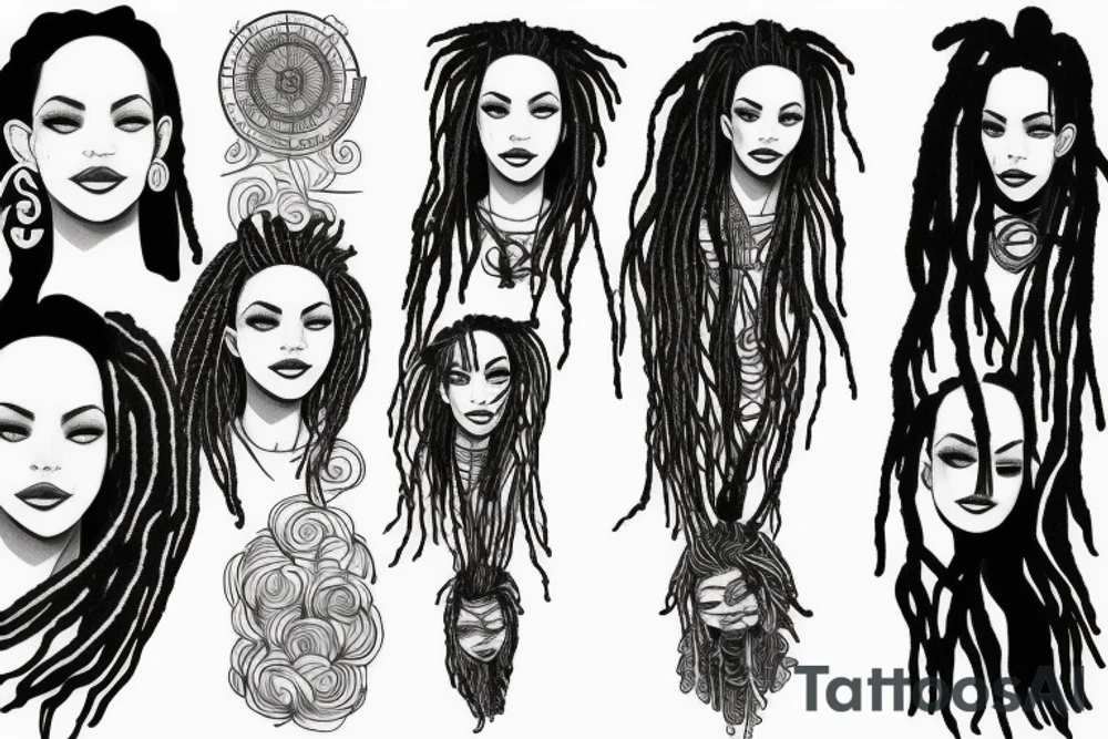 a woman with dreads futuristic tattoo idea