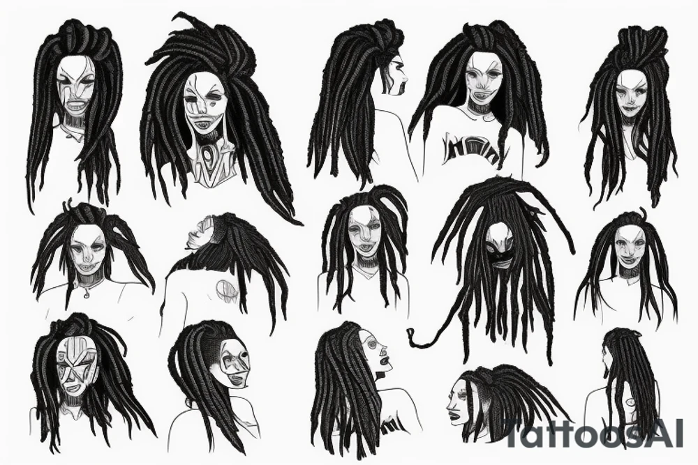 a woman with dreads futuristic tattoo idea