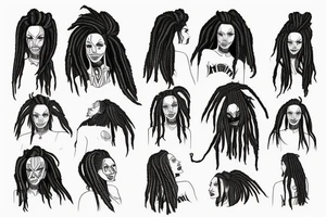 a woman with dreads futuristic tattoo idea