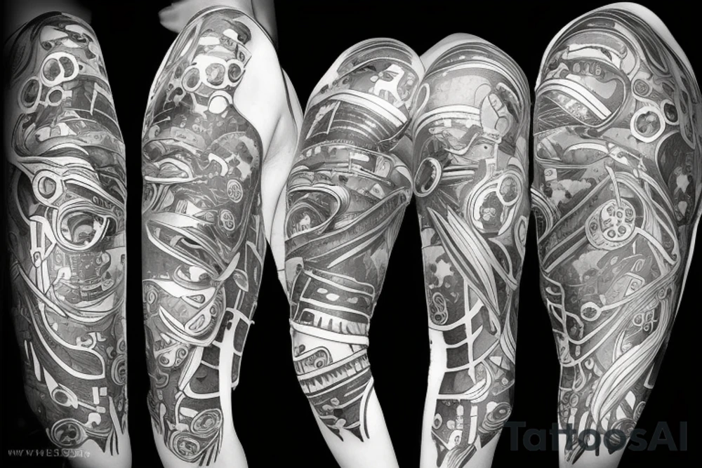 a woman with dreads futuristic tattoo idea
