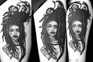 a woman with dreads futuristic tattoo idea