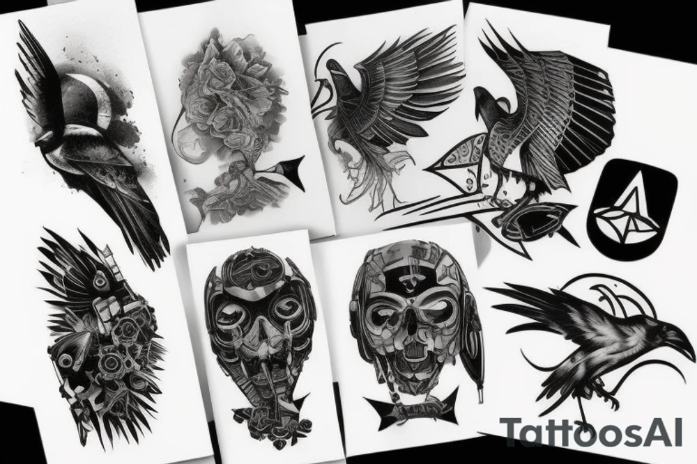 crow cyberpunk tattoo idea