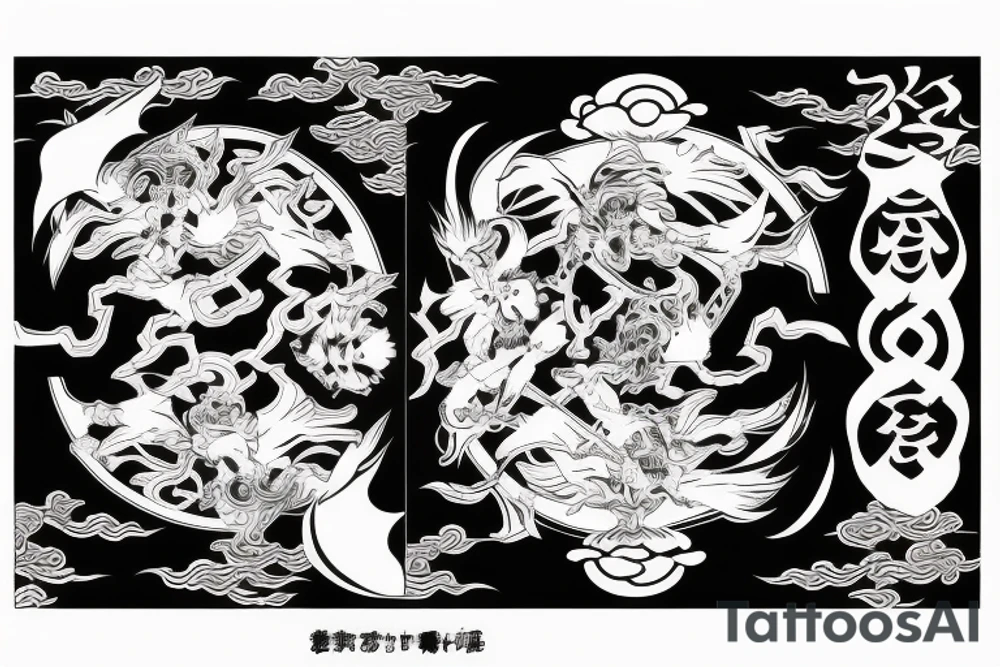 demon and angel guarded by a samurai and yingyang tattoo idea