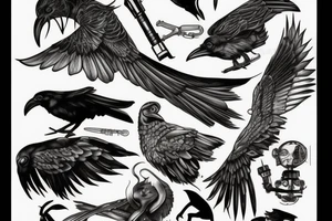 raven cyberpunk tattoo idea