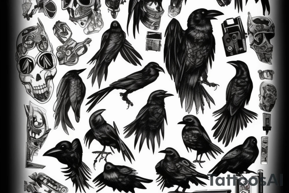 raven cyberpunk tattoo idea