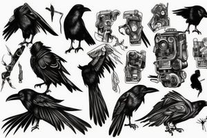 raven cyberpunk tattoo idea