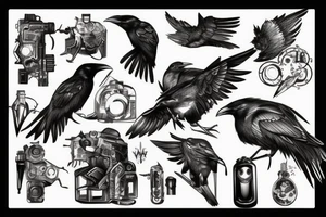 raven cyberpunk tattoo idea