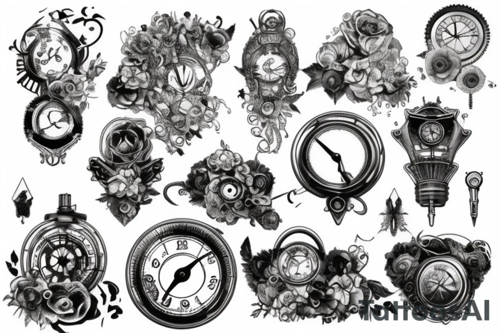 woman steampunk tattoo idea