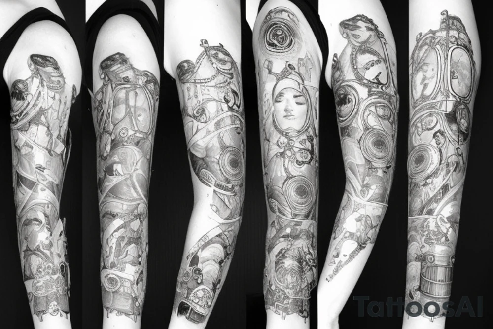 woman steampunk tattoo idea
