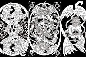 demon and angel guarded by a samurai and yingyang tattoo idea