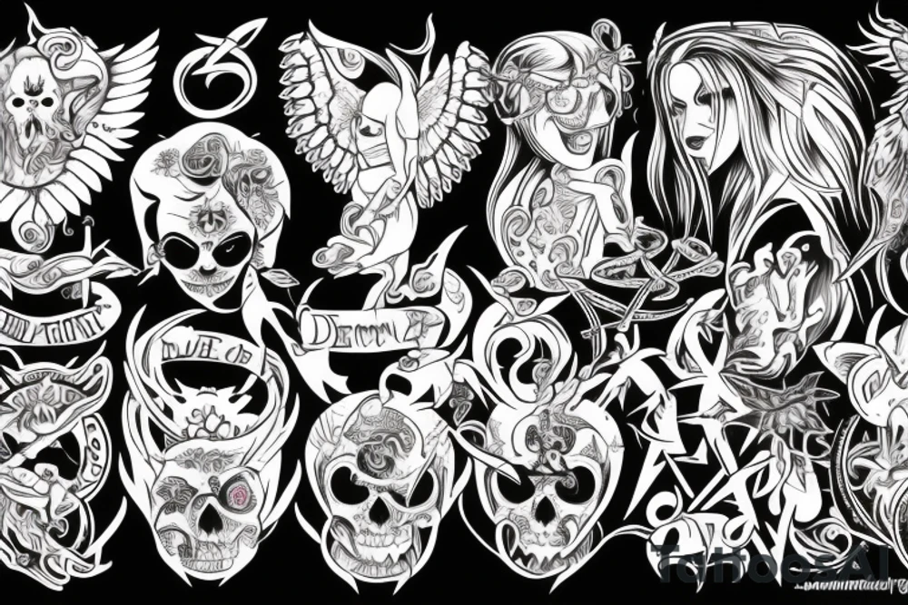 demon and angel tattoo idea