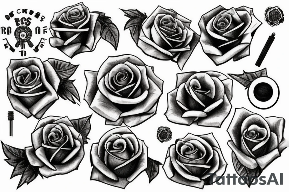 rose with mechanic parts tattoo idea