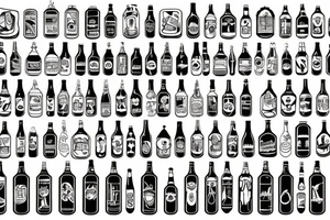symmetric white beer bottle tattoo idea