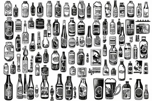 symmetric white beer bottle tattoo idea