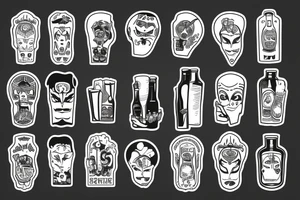 symmetric white beer bottle tattoo idea