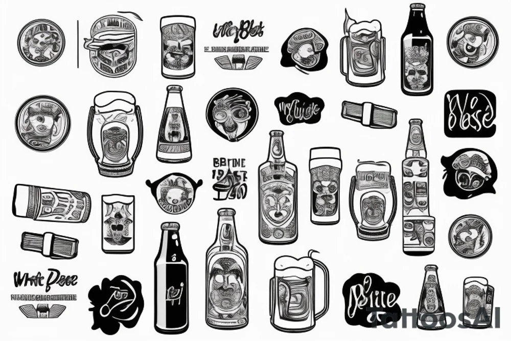 symmetric white beer bottle tattoo idea