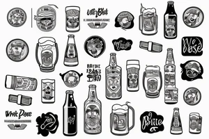 symmetric white beer bottle tattoo idea