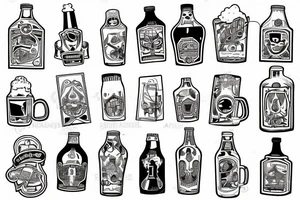 symmetric white beer bottle tattoo idea